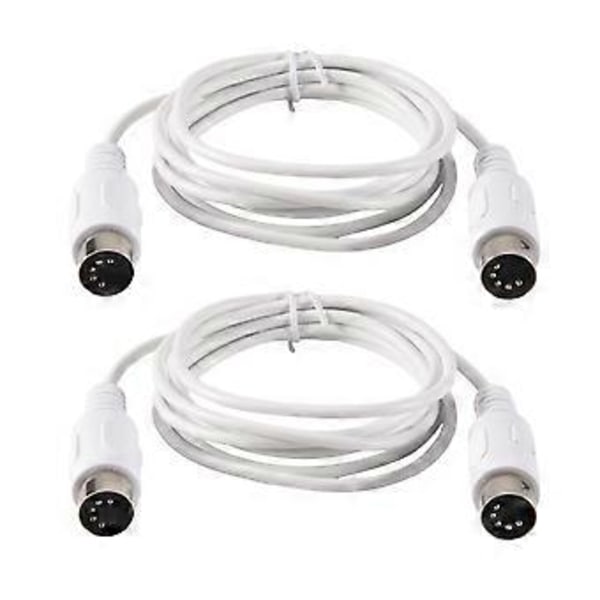 2 st MIDI Förlängningskabel 5-Pin Hane till 5-Pin Hane Elektrisk Piano Keyboard Instrument PC Kabel, 1.5M