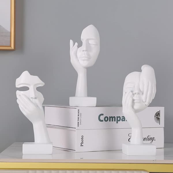 Maske, dekorative figurer, moderne stuedekorasjon, statue