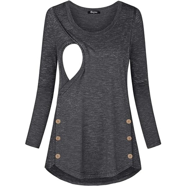 Kvinde Knapsides Maternity Kjole Amning Top XXL Sort