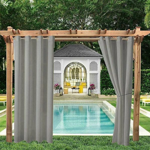 2 stk. Udendørs vandtætte gardiner, pergola isoleringsgardiner, udendørs pavilloner, pavilloner, terrasse veranda (150*166, grå)
