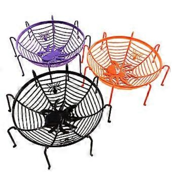 Trick or Treats Slik Frugtkurve Halloween Edderkoppespind Form Frugtholder Bordservice Edderkoppenet Skål Hjemmefest Forsyning Lilla Purple