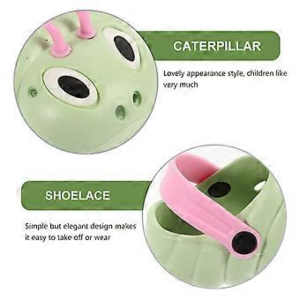 1 Par Caterpillar Strand Halkfria Skor Tecknad Sommarsandaler Cool Toffel för Pojkar Flickor (Grön Storlek 24 Längd 14.5cm)