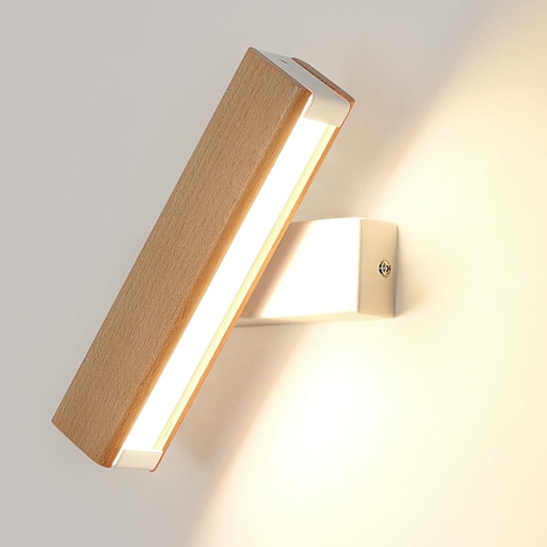 4W 400Lm Wooden Wall Sconce 360° Rotatable, 3000K Warm White Ligh