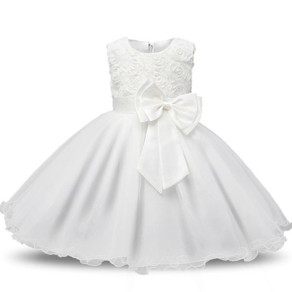 Pigernes Blonde Tulle Blomster Prinsesse Brudekjole til Småbørn og B