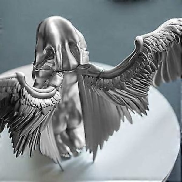Skrivebords Resin Ornament Kvinde Vinger Engel Skulptur Bord Knælende Statue Dekoration Sølv