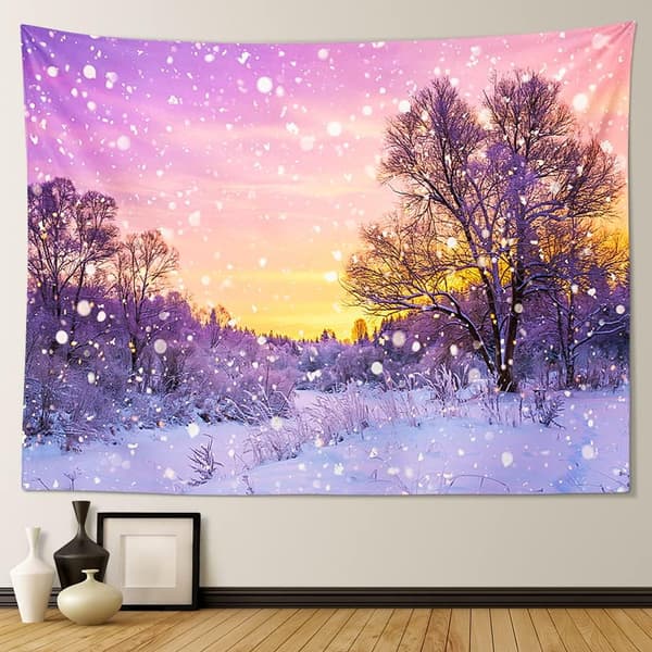 1 stk 150 x 130 cm (Snøscene) Veggteppe Romdekorasjonstape