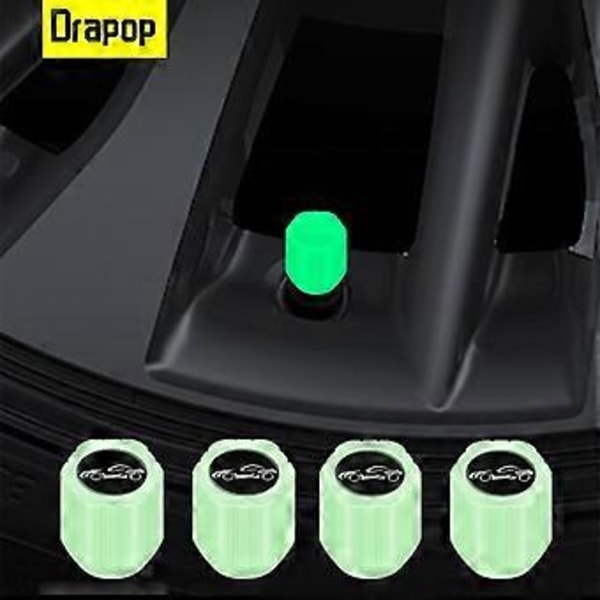 Drapop 4 st Lysande Däckventilkåpor Dammtäta Vattentäta Hjul Fälg Ventilstam Skydd