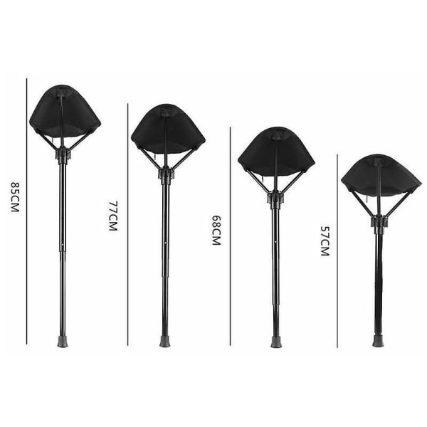 Svart bärbar 4-positions höjdjusterbar pall fällbar sits Ou