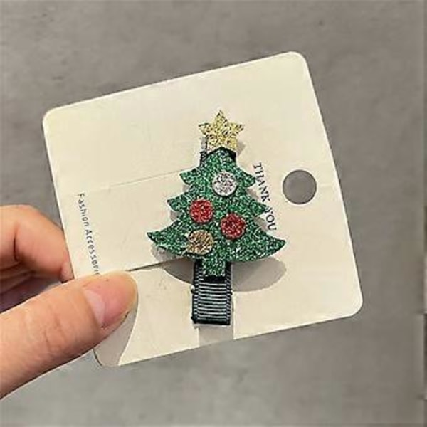 Flätor Hårklämma för Heta Tjejer Glitter Julgran Form Hårspännen Hästsvans Lugg Hårspännen för Tonåringar Tjejer 10 10