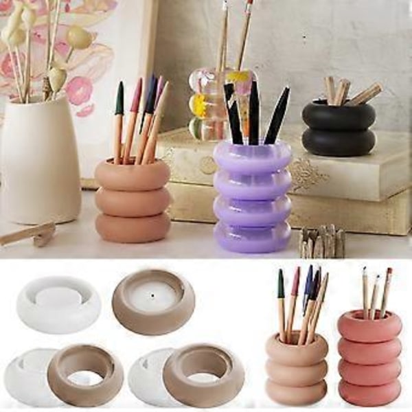 Penholder Silikoneform Makeupbørste Organizer Håndværksform Epoxy Resin Opbevaringsboks Form Smykkefremstillingsværktøj