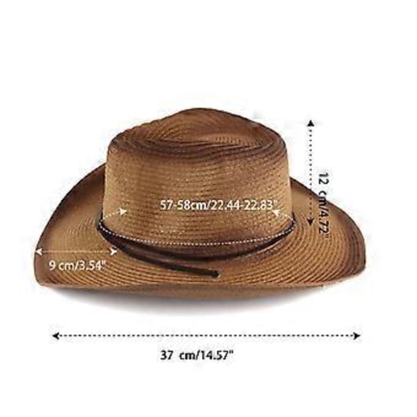 Western Cowboyhatt i Halm, Halmhatt, Westernhatt i Halm för Män, Resehatt, Outsider-hatt, Fedora-hatt i Halm, Panama-hatt i Halm, Beige Beige