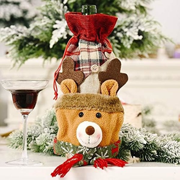 Jul Vinflaska Flaska Omslag Påse Flanell Material Jultomte