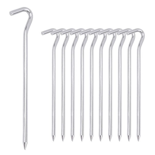 12 stk teltplugger - Aluminium teltplugger med krok - 22 cm