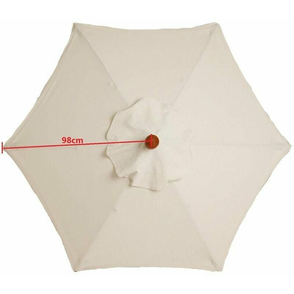 (Rød) Udskiftningslærred til parasol - 6 ribben - Diameter 2 meter