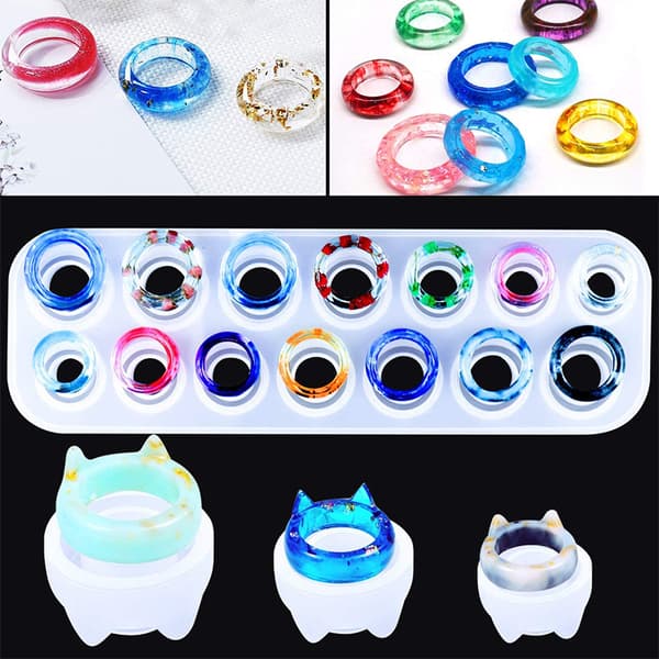 17 Hulrum Silikon Ringform til Harpiks Smykker Epoxy Harpiks Støbning