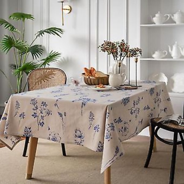 Bordsduk blommig rektangulär vattentålig bladtryck lantlig bordsduk kraftigt tyg bordsduk för kök matsal och utomhusbord