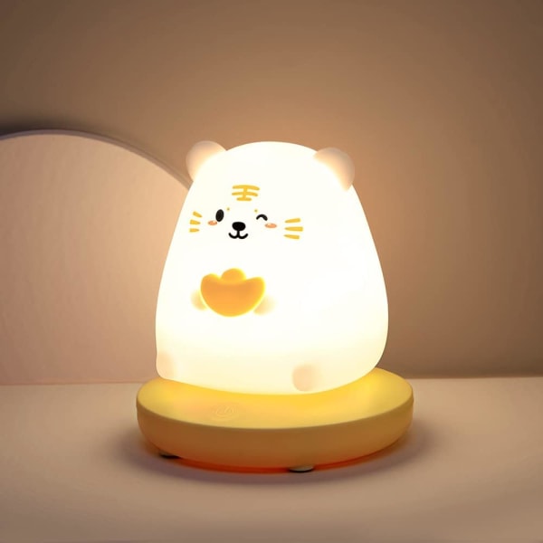 1st Cute Tiger LED nattlampa, 3 färger barns nattlampa Re