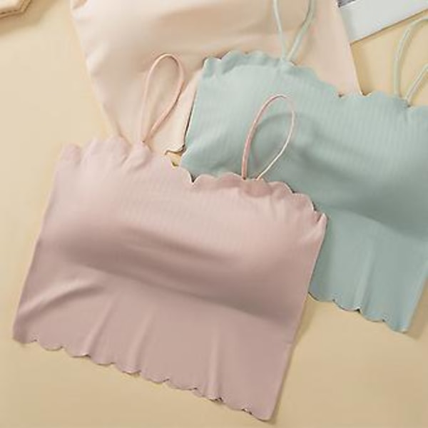 Kortermet tanktopp for kvinner, spaghettistropper, tettsittende, vattert, sømløs tanktopp for daglig bruk, One Size (Rosa) Pink