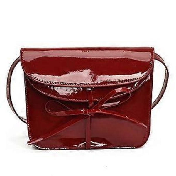 Axelväskor i PU-läder för dam, Hobo-handväskor med justerbara remmar, liten Crossbody-väska, Hobo-väskor med rosett, röd Red