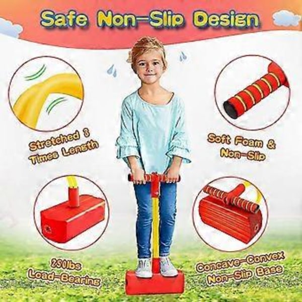 Skumgummi Pogo Stick för Barn, Utomhusleksak för Pojkar och Flickor i Åldern 3-12, Rosa