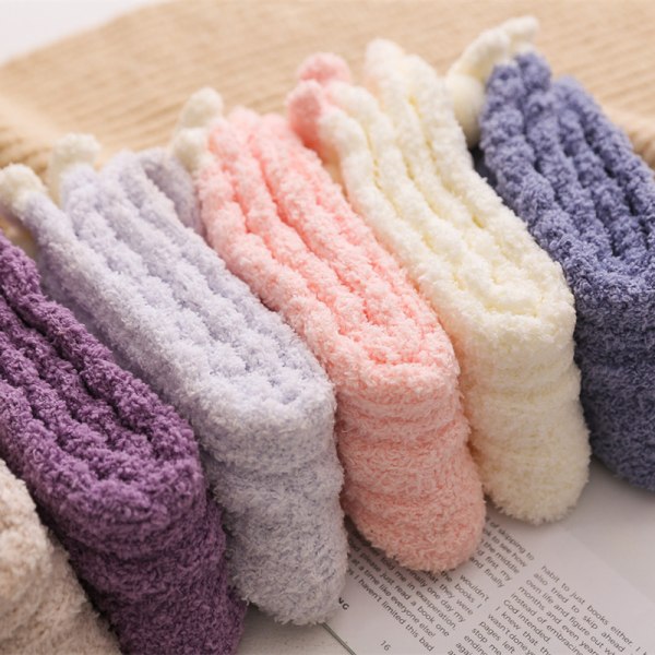6 Par Damsockor för Kvinnor, Fuzzy, Fluffiga, Mjuka, Fleecefodrade