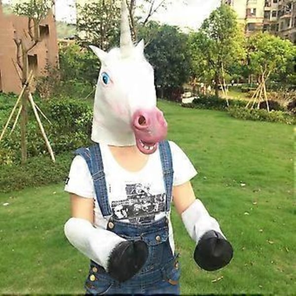 1 Par Latex Gummi Hästhovar Handskar Djurhandskar Halloweenfest Vuxen Kostymrekvisita (Vit)
