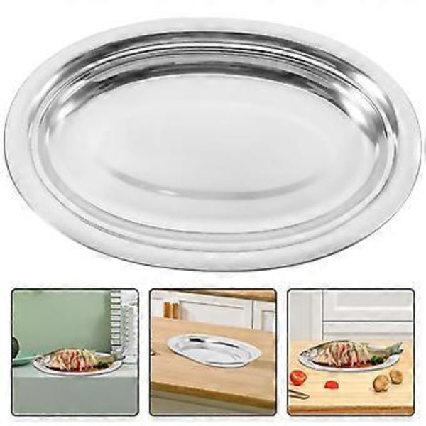 Oval Serveringsfat Rustfritt Stål Fat Mat Serveringsfat Husholdnings Snackfat