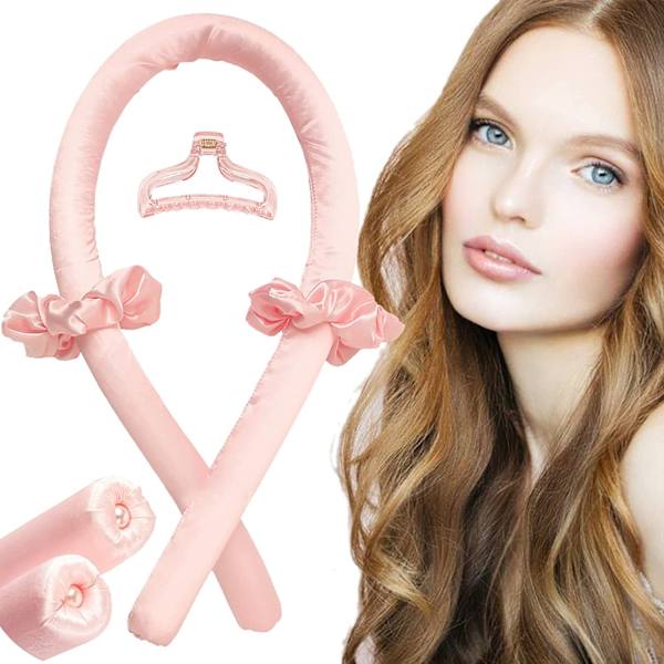 Varmefri Krølle-Hårbånd i Silke (Lyse Pink) - Krøller Uden Varme