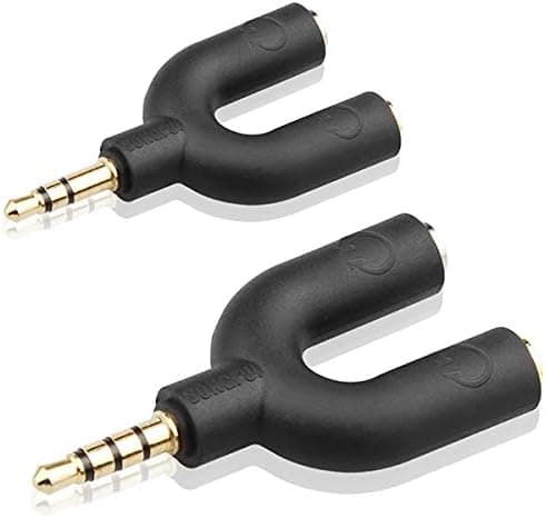 Hörlurar Stereo Audio Splitter Kit, 3,5 mm U-formad Jack till 2 Öron