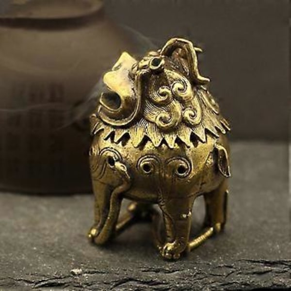 Skrivebordsdekoration Kylin Statue Røgelsesovn Messing Røgelsesbrænder Låg Røgelseskar Brænder Keramik Velstandsstatue Mini Røgelsesbrænder