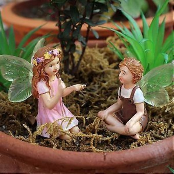 Blomsterfeer Harpiks Ornament Blomsterpotte Dekoration Plug-in
