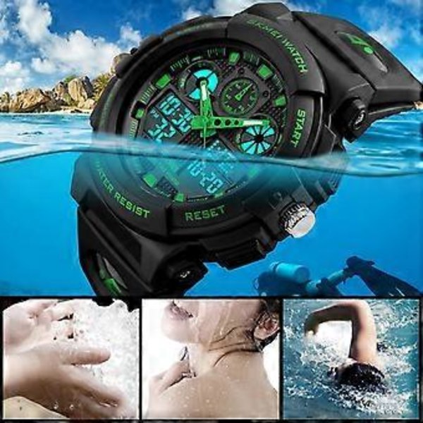 Mote Herre Vanntett Militær Sport Analog Digital LED Dato Kvarts Armbåndsur
