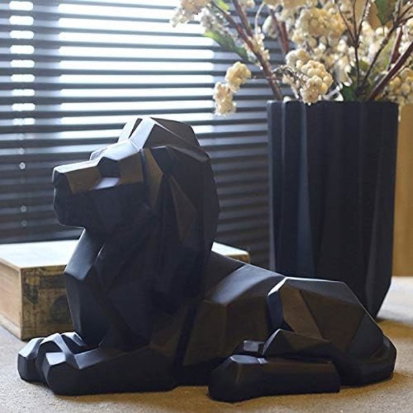 1 stk. løveskulptur ornamenter, geometrisk skulptur harpiksleopard
