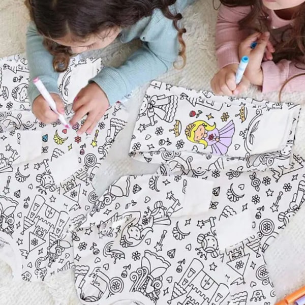 Kreativa Barnens DIY Graffiti Pyjamas Hemkläder Set, en present till pojkar och flickor att måla sina egna pyjamasfärger, 6T