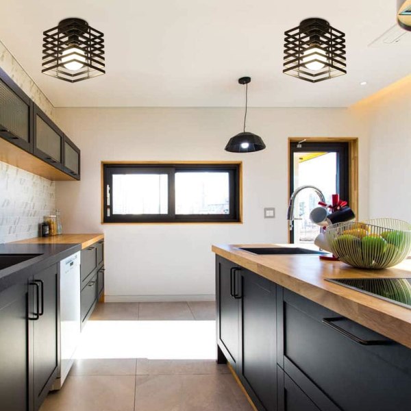 Industriel Loft Lampe Bur Cage Chandelier Metal Jern Hængende Lampe