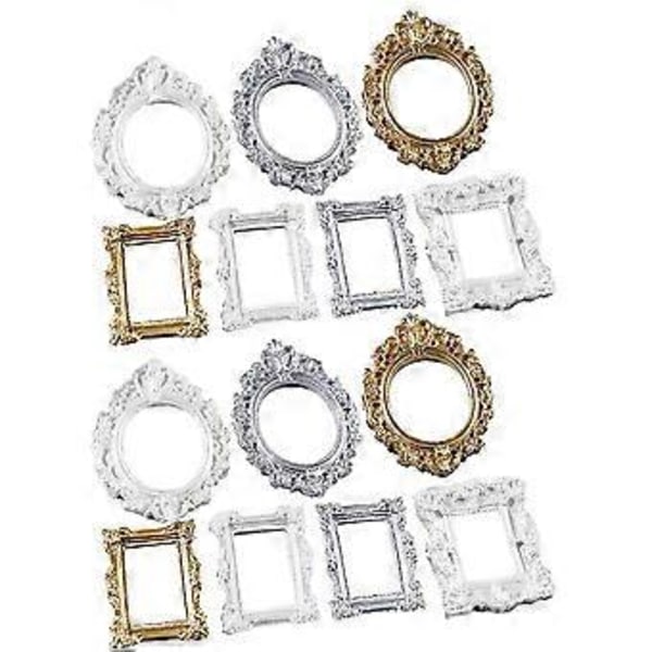 14 st Mini Fotoramar Ornament Telefon Skal DIY Fotoramar Berlocker Miniatyr Fotoramar