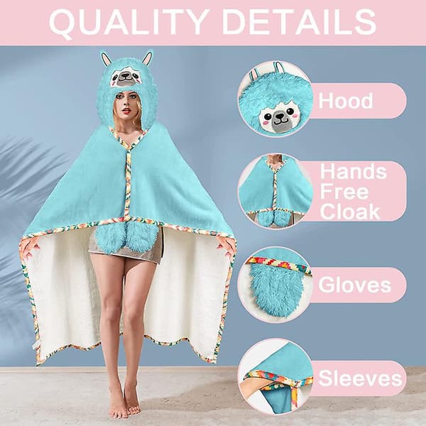 Dame Oversized Hoodie Teppe Varm Alpaca Cape Hette Dame Badekåpe Teppe..