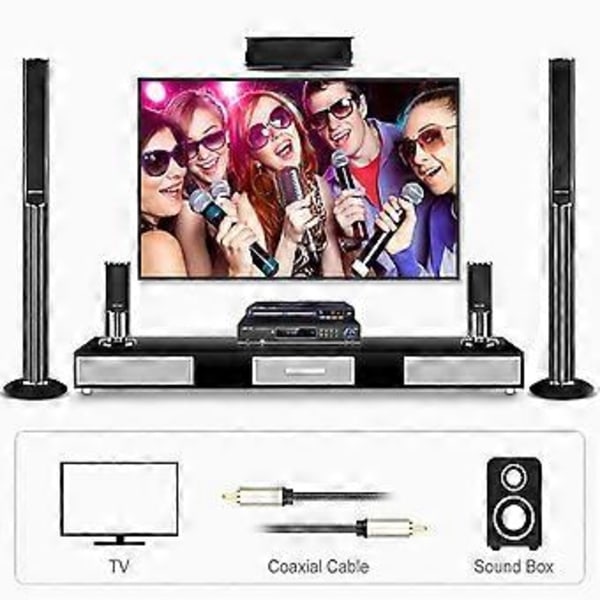 Digitalt koaksialt lydkabel RCA han til RCA han subwooferkabel nylonfletning RCA videokabel til subwoofer, hjemmebiograf <=0.5m