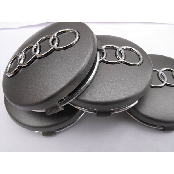 4 nya 60mm silver Audi lättmetallfälgar, märken