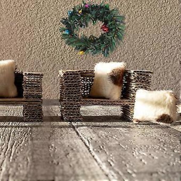 4 stk. Mini Juleguirlande med Lys Mini Hus Krans Ornamenter Mini Lyskæder