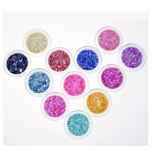 12 st set med glittrande naglar, glittrande pulver holografisk mak