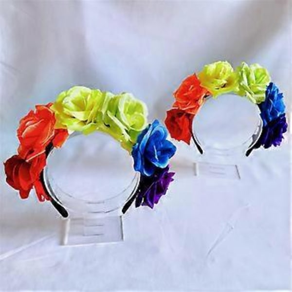 Håndlavet Hårbøjle LGBTQ+ Regnbue Hovedbeklædning Farverig Blomst til Maskerader Halloween Regnbuefest