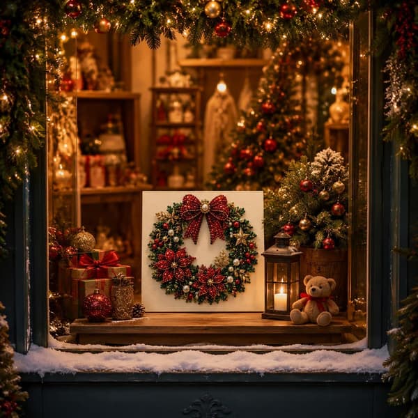 Juleperle- og diamantmalingssæt, DIY-sæt med perlekunst til voksne — Julekrans ChristmasWreath