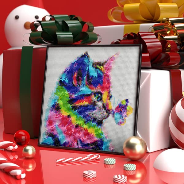 Diamantmaleri Kat Sommerfugl, DIY 5D Dyr Diamant Kunstmaleri