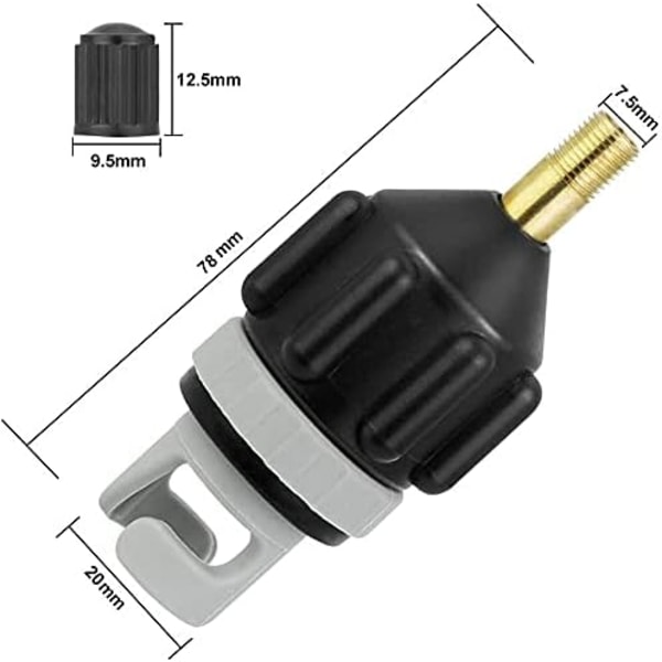 Ventiladapter, Luftpump Snabbinflationsadapter 7,8*3,4cm Kompressoradapter för Uppblåsbar Båt Kajak Kanot Paddleboard