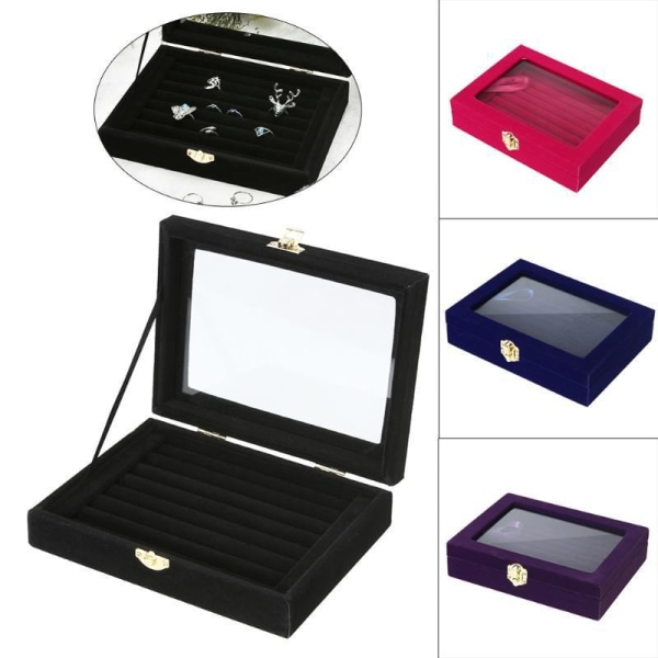 Fløjls Smykkeskrin Smykke Organizer sort