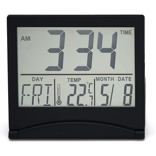 Silver digital väckarklocka Skrivbordstemperatur LCD-skärm (svart)