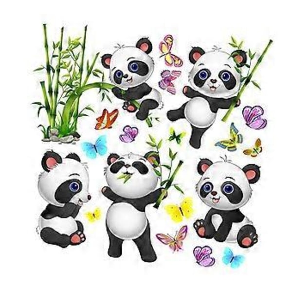 1 Set Kreativa Panda Väggdekaler Självhäftande Tecknad Djur Väggdekaler Dekorativ Tapet för Hem Vardagsrumsinredning