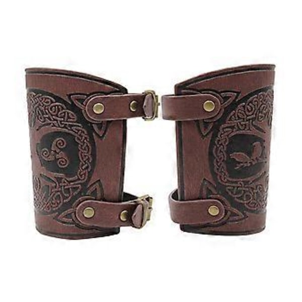 Präglade Riddararmskydd Medeltida Rustning Armskydd Vuxen Cosplay Fest Kostym Tillbehör Rollspel Renässans Handskar brun brown