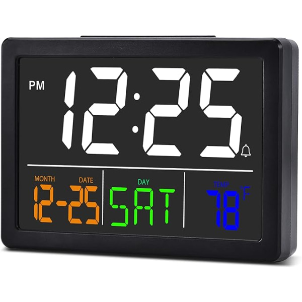 Elektronisk vækkeur (sort), digitalt ur, 5,5 tommer stor di